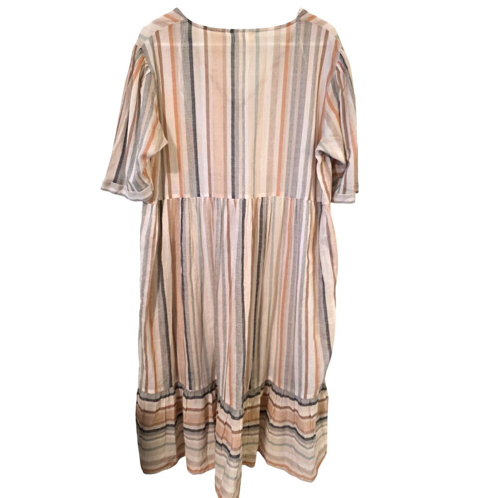 World Market Womens Striped Kaftan Dress Swim Cover One Size Neutral Colors - Picture 3 of 4